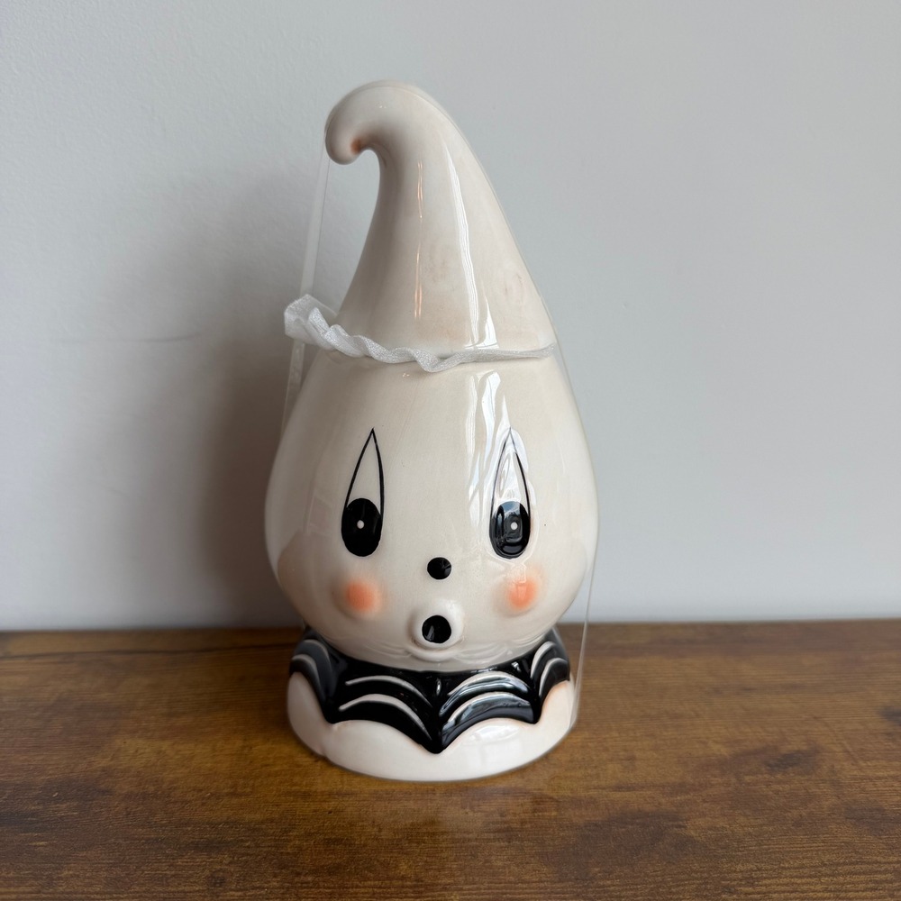 Johanna Parker Gus Ghost Ceramic Candy Jar Canister Halloween White Black Cute